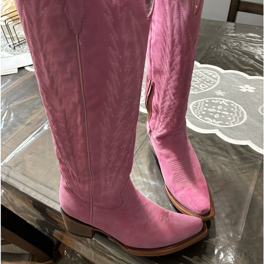 Pink western tall boot